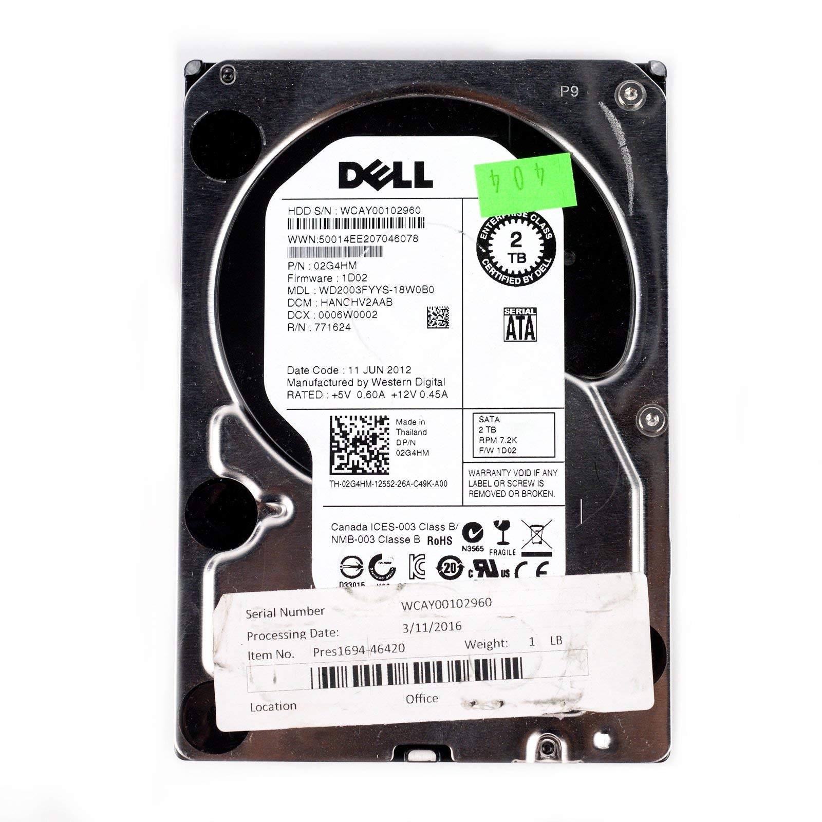 Amazon.com: Dell WD2003FYYS-18W0B0 2TB 7.2K 3.5